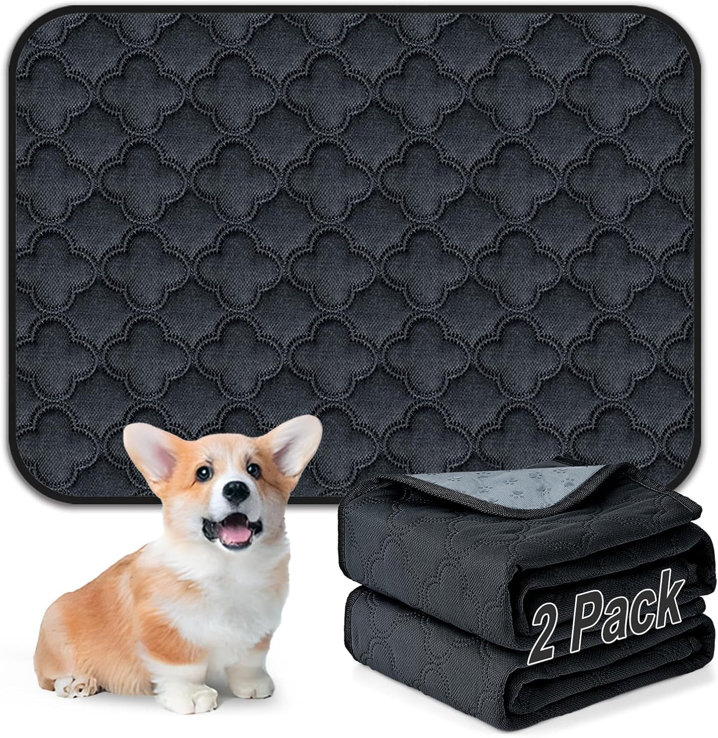 FunFurry Washable Pee Pads for Dogs - 4 Pack Reusable Pee Pads，Waterproof Puppy Pads，Pet Training Pads，Super Absorbent with Dog Paw Shape Non-Slip Backing (Cream, 18" X 24" - 4 Pack)