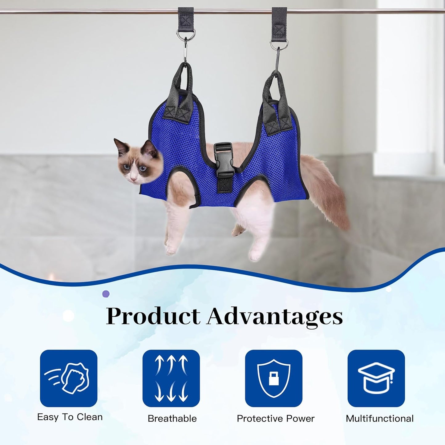 PatiencET Dog Grooming Hammock, Pet Grooming Hammock for Cats & Dogs with Security Strap, Dog Sling for Nail Trimming with Nail Clippers/Trimmer, Nail File, Pet Comb(Pink S)