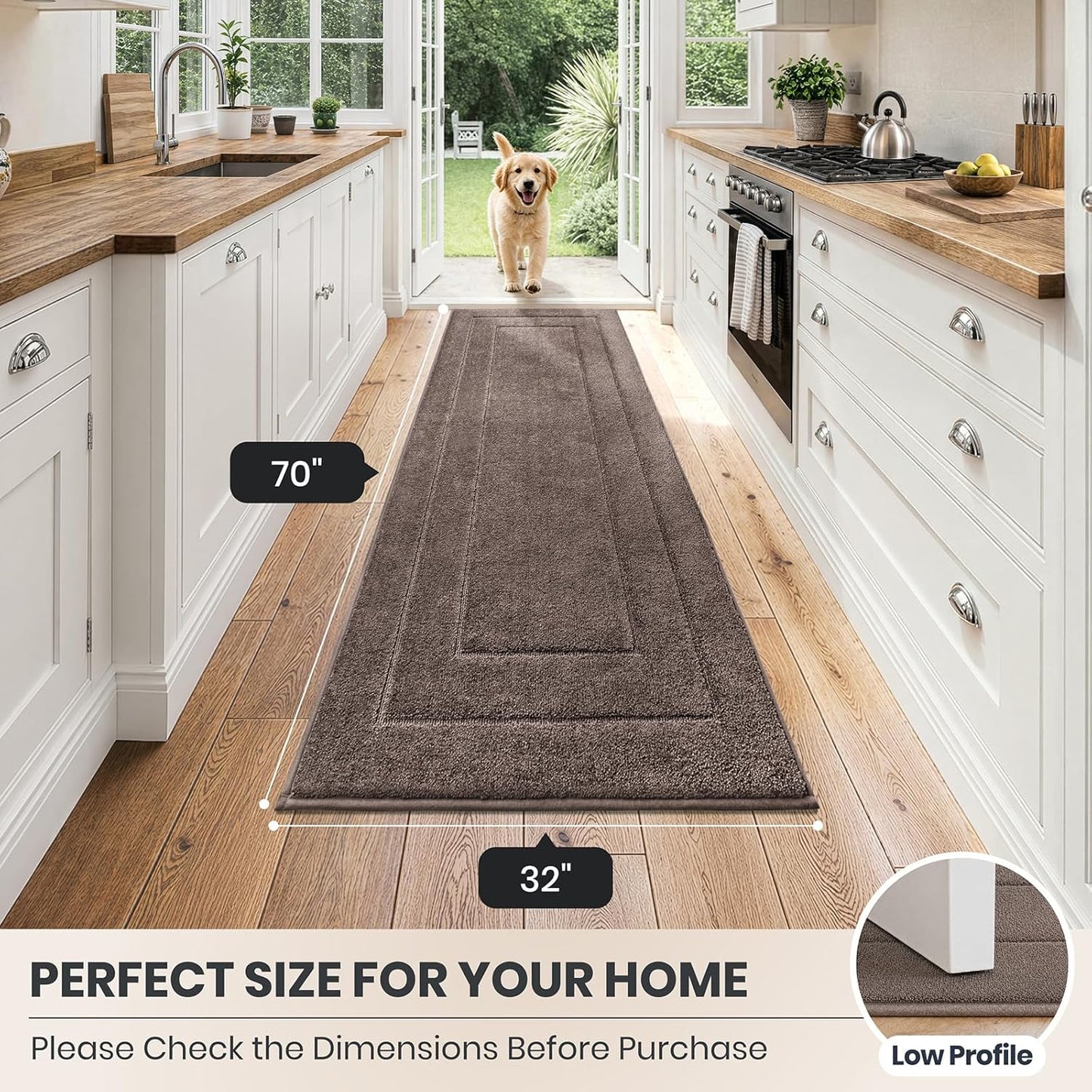 PURRUGS Dirt Trapping Door Mat 32" x 47", Non-Slip/Skid Machine Washable Entryway Rug, Dog Doormat, Super Absorbent Welcome Mat for Muddy Wet Shoes and Paws, Grayish Brown