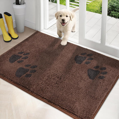 PURRUGS Dirt Trapping Door Mat 20" x 31.5", Non-Skid/Slip Machine Washable Microfiber Entrance Rug, Shoes Scraper, Dog Doormat, Super Absorbent Floor Mat for Muddy Wet Shoes and Paws, Grey