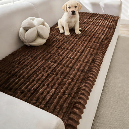 Mivnue Pet Couch Cover, Couch Covers for Dogs, Washable Dog Sofa Covers Couch Protector, Fuzzy Non Slip Couch Slipcover Pet Friendly (Brown, 27.6" x 59.1")
