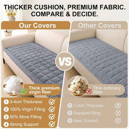 Smiry Non Slip Couch Covers for Dogs, Fuzzy Pet Couch Covers for 2-3 Cushion Sofa Pet Friendly, Soft Sofa Slipcovers Cushion Furniture Protector Washable (Beige, 27.6" x 59")