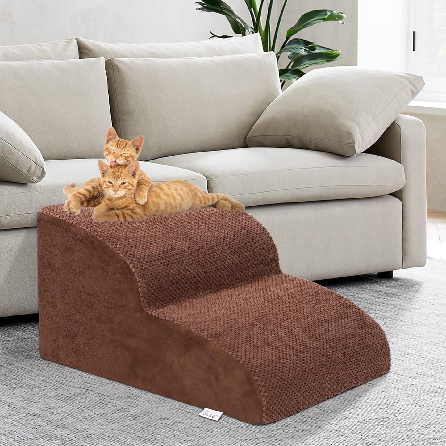 Dog Stairs for Small Dogs, 3 Tiers High Density Foam Dog Ramp, Extra Wide Non-Slip Pet Steps for High Beds Or Couch, Soft Foam Doggie Ladder for Dogs Injured, Older Pets, Small Cats