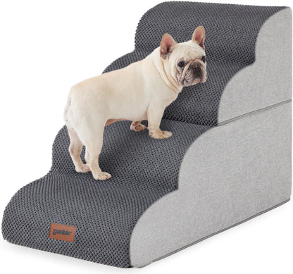 ZOMISIA Dog Stairs Ramp for High Beds Up to 25" - 5 Step Pet Stairs for Small to Large Dogs, 35D Foam Dog Steps for Couch with Non-Slip Bottom Grey
