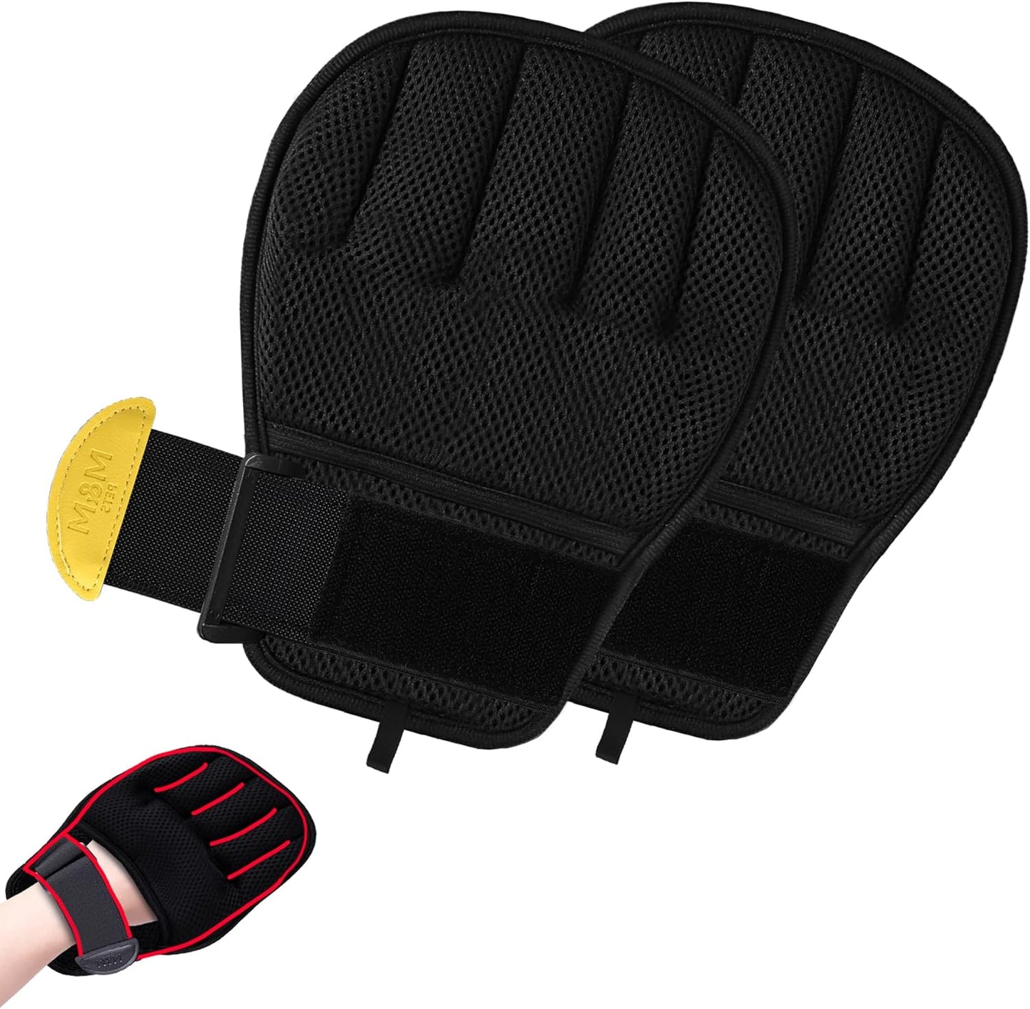 Pet Hair Removal Glove for Cats & Dogs, Patented Adjustable Strap, Reusable Five-Finger Grooming Glove with Secure Non-Slip Fit for Couch, Carpet, Clothing & Car Seat, 2 Pcs
