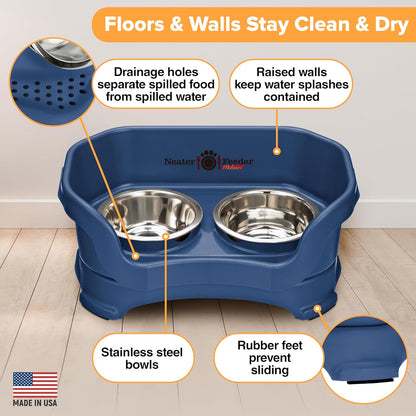 Neater Pet Brands Neater Feeder Deluxe Mess Proof Dog Bowls Elevated for Large Dogs Over 40 lbs, Made in USA, No Spill Raised Dog Food Bowl Stand Feeding Station, Food and Water Bowl Set, Black