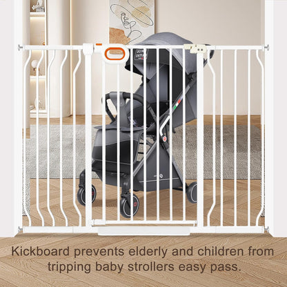 owlie 37.4" Extra Tall Wide Baby Gate for Stairs Doorways,47-57 Inch Extra Large Long Baby Gate with Door Indoor Safety Metal Pressure Mounted Pet Gate with Walk-Thru Auto Close, Black