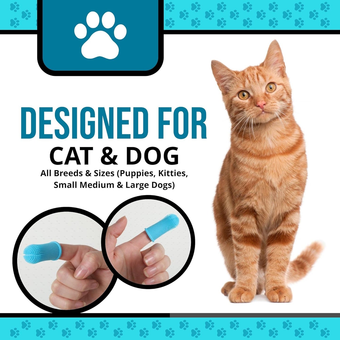 Dog Finger Toothbrush – Soft Silicone Finger Brush for Dogs & Puppies – Gentle Dental Care for Pets – Easy-to-Use Dog Toothbrush for Small, Medium & Large Breeds (Blue/White)