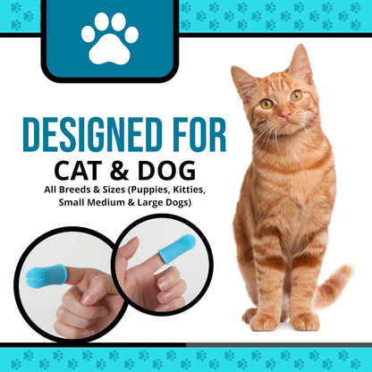 Dog Finger Toothbrush – Soft Silicone Finger Brush for Dogs & Puppies – Gentle Dental Care for Pets – Easy-to-Use Dog Toothbrush for Small, Medium & Large Breeds (Blue/White)