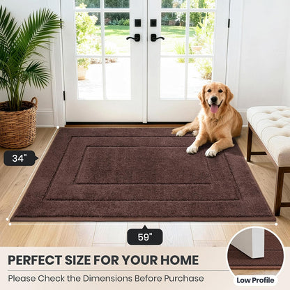PURRUGS Dirt Trapping Door Mat 32" x 47", Non-Slip/Skid Machine Washable Entryway Rug, Dog Doormat, Super Absorbent Welcome Mat for Muddy Wet Shoes and Paws, Grayish Brown