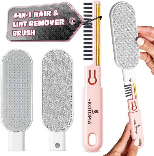 4-in-1 Pet Hair and Lint Remover Brush – Reusable Fabric and Clothing Cleaner for Pet Hair, Lint and Fur – Handheld Multi-Surface Tool for Clothes, Upholstery, Sofa and Travel Use (Sky Blue)