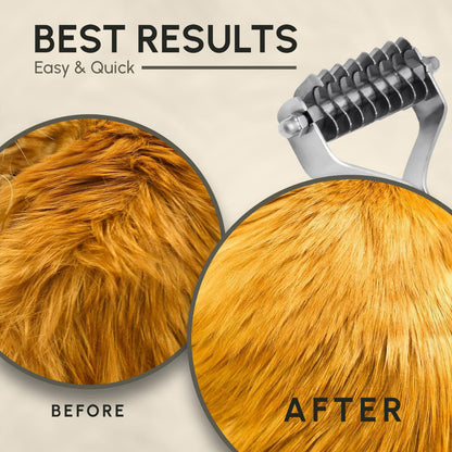 Flamia & Jabz Undercoat Rake for Dogs & Cats, Dematting Grooming Stripper Tool (14 Blades)