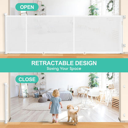 Upgrade 120 inch Retractable Baby Gates, EZIGO Extra Wide Baby Gate for Large Opening Extra Long Mesh Gate for Kids or Pet Dog Gate Child Safety Gate for Stairs Hallways Doorway Indoor Outdoor, Gray