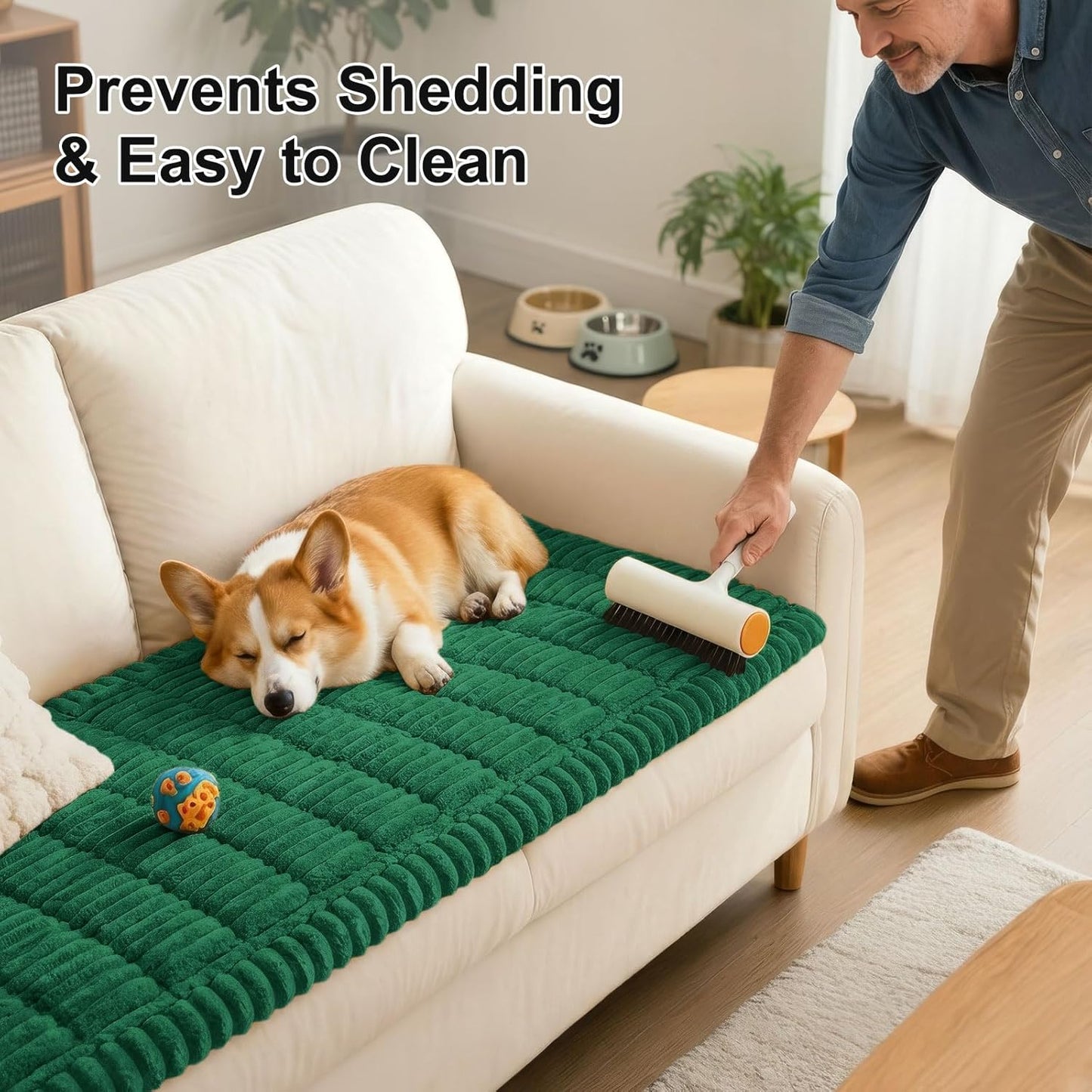 Smiry Couch Cover for Dogs, Non Slip Washable Sofa Protector for Pets, Soft Furniture Cover for Leather & Fabric Couches, Cozy Protect Against Fur, Dirt & Everyday Messes (Dark Grey, 27.6" x 59")