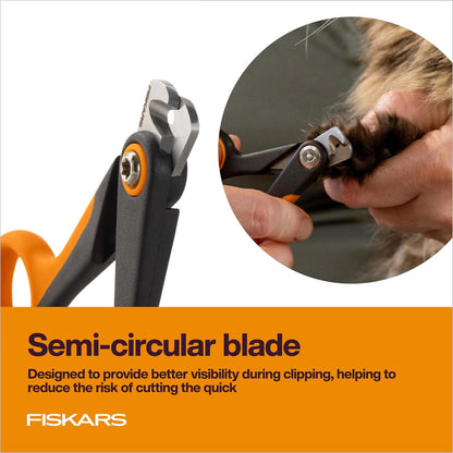 Fiskars Pet Large Nail Clippers, Cat and Dog Nail Trimmers for Grooming, Pet Supplies with Semi-Circular Blade & SoftGrip Handle with Safety Lock, 5.75”, Orange/Black
