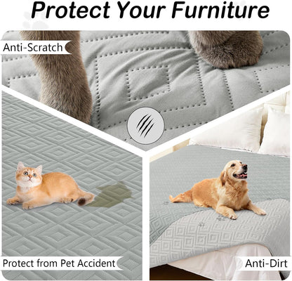 hyha Waterproof Dog Blanket, Soft Pet Bed Blankets, Waterproof Sofa Couch Cover for Dogs Washable, Reversible Pet Couch Covers for Sofa Furniture (30x70 Inch, Grey/Dark Grey)