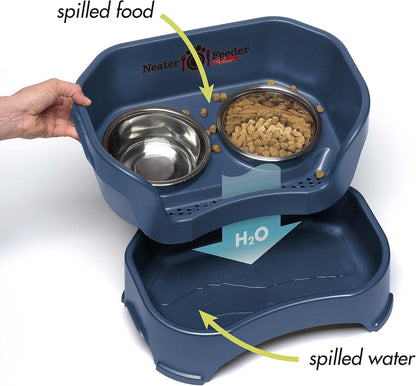 Neater Pet Brands Neater Feeder Deluxe Mess Proof Dog Bowls Elevated for Large Dogs Over 40 lbs, Made in USA, No Spill Raised Dog Food Bowl Stand Feeding Station, Food and Water Bowl Set, Black