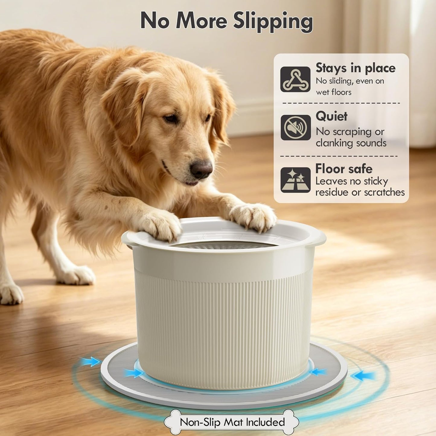 No Spill Ceramic Dog Water Bowl, Large Capacity Slow Drinking Bowl with Floating Disk & Filter, Heavy Duty Anti-Slip Bowl for Small to Medium Dogs, Cats & Multi-Pet Homes Indoor