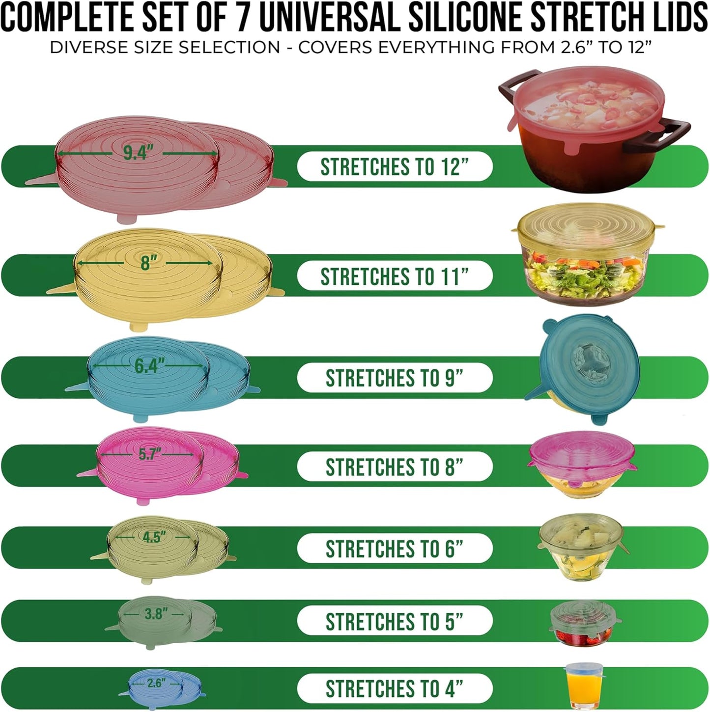 Reusable Silicone Can Lids – 2.6 Inch Can Covers for Dog & Cat Food – Universal Fit - Airtight Stretch Lids for Pet Food Cans, BPA-Free, Dishwasher Safe – 10 Pack