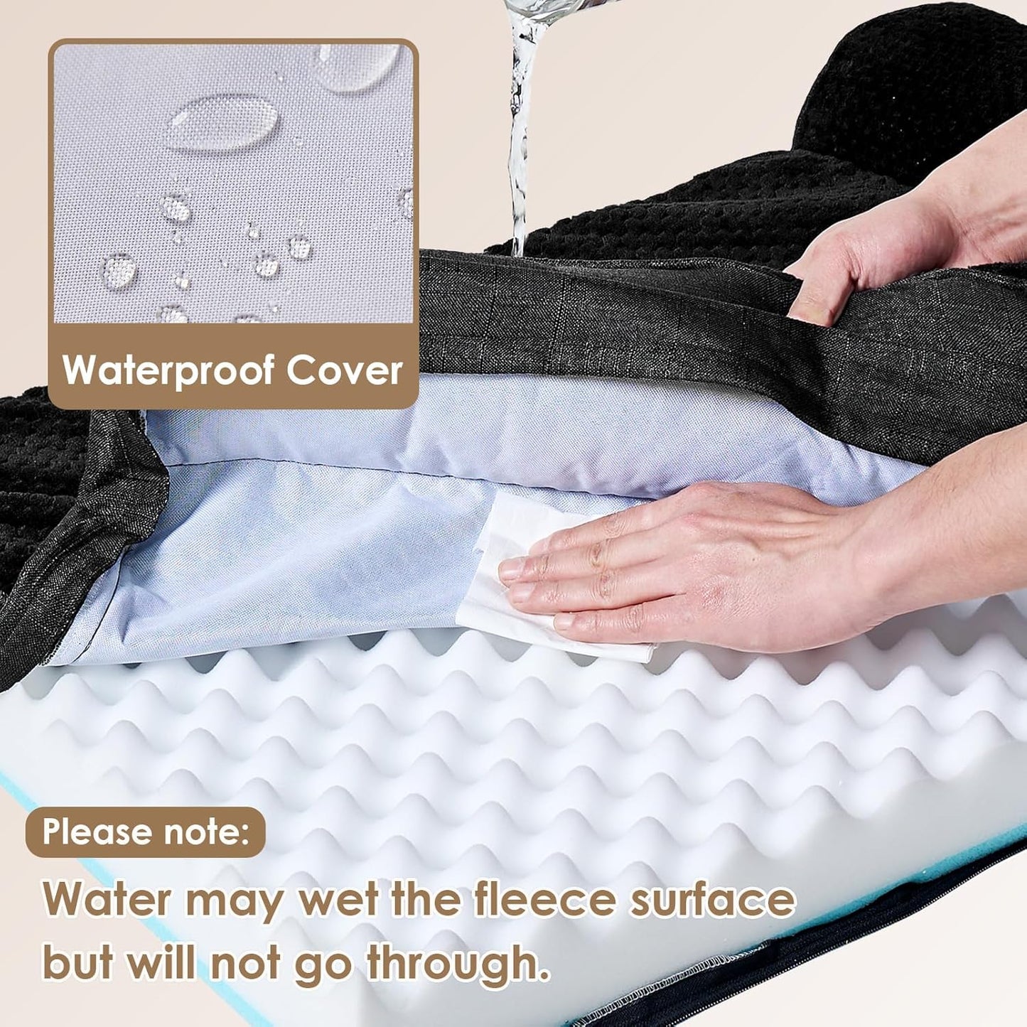 EHEYCIGA Orthopedic Dog Bed Medium Size Dogs, Memory Foam Dog Bed with Washable Removable Cover, Waterproof Pet Sofa Couch for Crate with Nonskid Bottom, 30x20x6, Grey