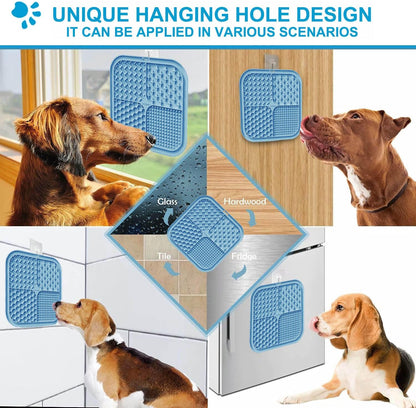 Licking Mat for Dogs & Cats with Suction Cups, 1 Pack Square Dog Slow Feeder Lick Pat for Anxiety Relief & Boredom, Dog Toys to Keep Them Busy, Pets Grooming Bathing Training Mat