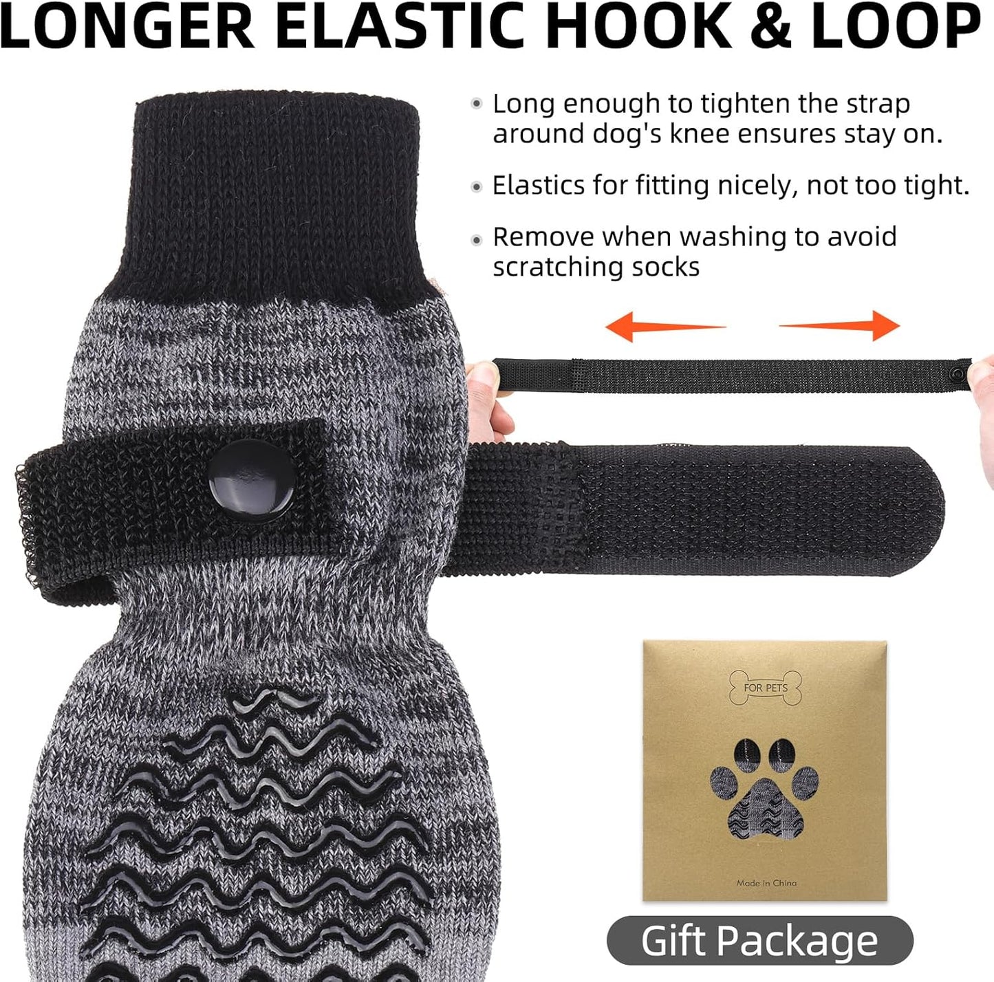 PUPTECK Anti Slip Dog Socks with Double Grippers for Hardwood Floors, Shoes for Hot/Cold Pavement, Boots & Paws Protectors to Prevent Licking, Traction Booties for Senior Small Large Dogs