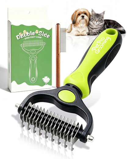 Pet Pro Grooming Tool, Dematting Comb for Dogs and Cats, Deshedding Dog Brush, Undercoat Rake for Dogs, Removes Tangles Knots and Loose Fur, Grooming Tool for Thick Coats (Orange)
