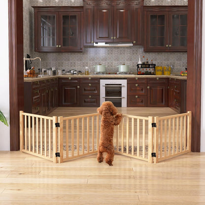 YOCAN Non-Painted Wood FreeStanding Pet Gate for Dogs,Wooden Dog Gates for Doorways, Stairs,The House, Dog Fences Indoor Puppy Gate-2 Panel H:23”