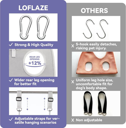 Loflaze Dog Grooming Hammock Harness for Dogs & Cats with Pet Nail Clipper Trimmer - Cat Hanger Sling for Trimming Clipping Nails- Dog Hammock Restraint Bag for Small Medium Large pet （ Grey S ）