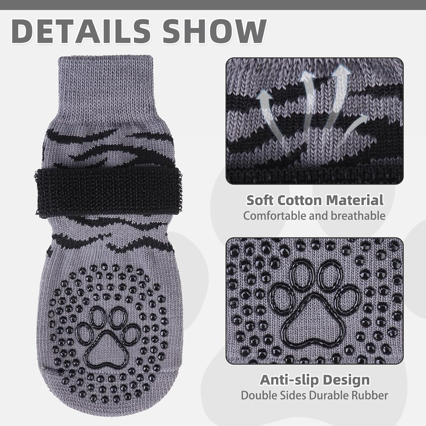 KOOLTAIL Dog Socks Shoes for Hot Pavement to Prevent Licking Paws, Winter Dog Boots&Paw Protector for Hardwood Floors Anti Slip,Traction Control Grip Booties for Small Medium Large Senior Dogs,Black M