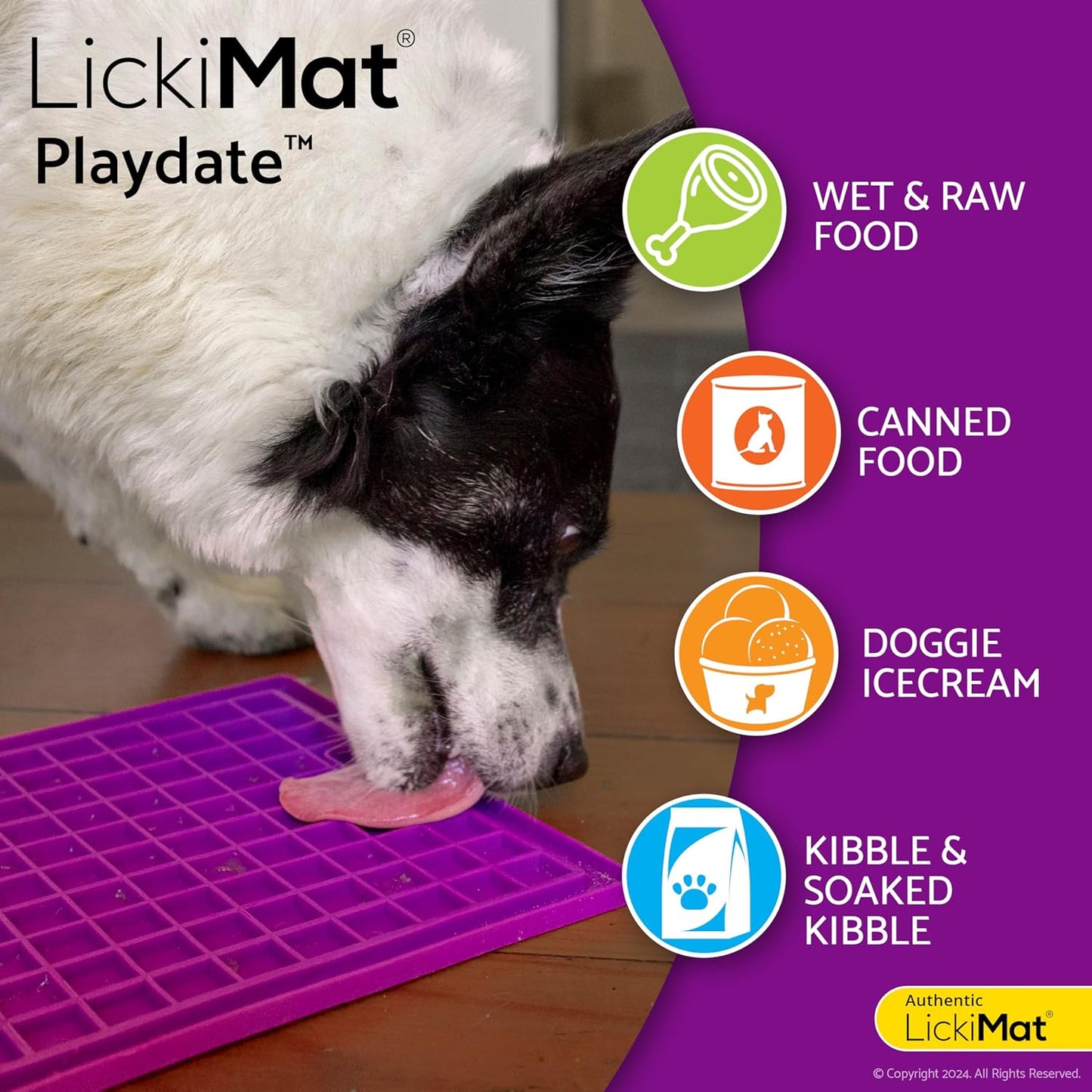 LickiMat Classic Playdate Slow Feeder for Dogs Lick Mat Boredom Anxiety Reducer Perfect for Food Treats Yogurt Liquid Food Peanut Butter Fun Alternative to a Slow Feed Dog Bowl, Green