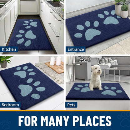 Smiry Dog Door Mat for Muddy Paws, Absorbs Moisture and Dirt, Low-Profile Entryway Mat with Non-Slip Backing, Entry Indoor Outdoor Doormat for Inside Floor (30x20 Inches, Grey, Striped)