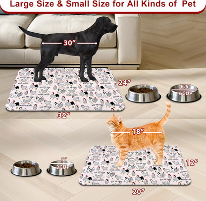 Dog Food Mats for Floors Waterproof Mat for Cat Food and Water Bowls - Absorbent Quick Dry Non Slip Mat for Pet Feeding