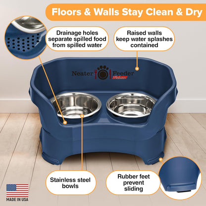 Neater Pet Brands Neater Feeder Deluxe Mess Proof Dog Bowls Elevated for Large Dogs Over 40 lbs, Made in USA, No Spill Raised Dog Food Bowl Stand Feeding Station, Food and Water Bowl Set, Black