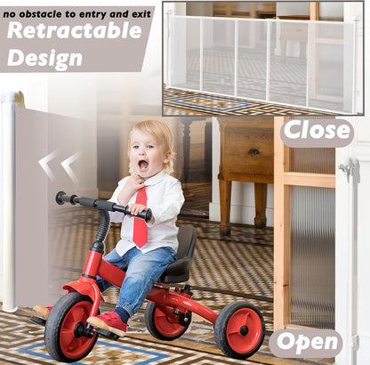 240" Retractable Baby Gates Extra Wide for Large Opening, 41" Extra Tall Retractable Dog Gate Pet Gates, Long Child Safety Mesh Gate with Fiberglass Rods for Stairs, Doorways, Hallways, Indoor/Outdoor