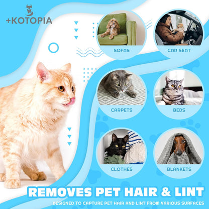 4-in-1 Pet Hair and Lint Remover Brush – Reusable Fabric and Clothing Cleaner for Pet Hair, Lint and Fur – Handheld Multi-Surface Tool for Clothes, Upholstery, Sofa and Travel Use (Sky Blue)
