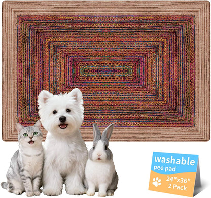 Washable Pee Pads for Dogs, Reusable Puppy Potty Training Pads, Ultra-Absorbent Thick Waterproof Leak-Proof Non-Slip Pads & Mat for Crate, Playpen, Floor, Whelping & Housebreaking , 2 Pack 18"x24"