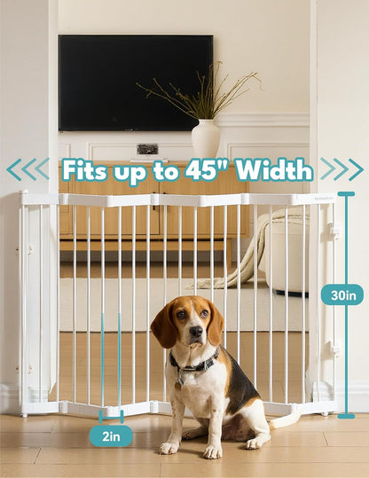 No Pawblems Retractable Safty Gate, Metal Adjustable Dog Gate for Doorways, Stairs & Hallways, Expands to 45" Wide, 36" Tall Gate, Auto Retract Design, No Bottom Bar, Black