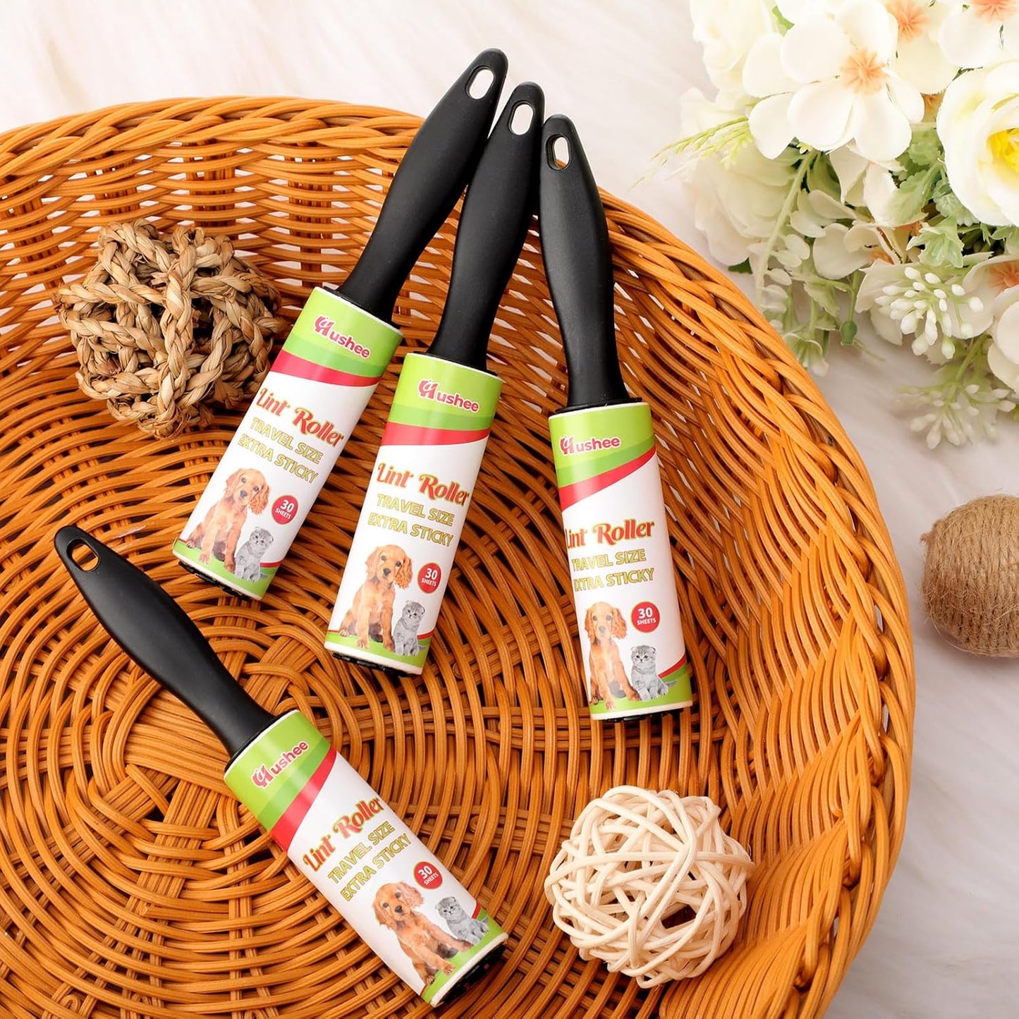 Hushee 8 Pcs Mini Lint Roller for Travel Small Lint Removers Bulk for Pet Hair and Clothes Small Size Removers Portable Sticky Removing Tool for Cleaning Furniture Dog Car Seat