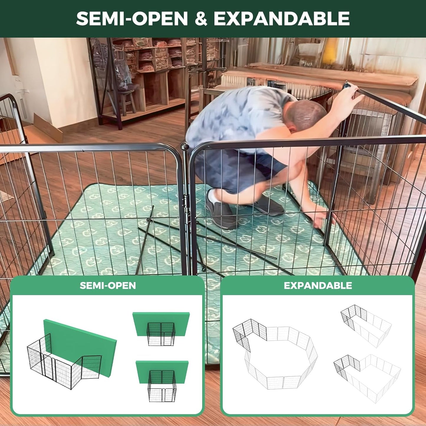FXW Homeplus Unleashed Indoor Dog Playpen - Stress-Free and Safe Play, Heavy Duty 24 Inch 6 Panels Dog Pen for Puppy and Small Dogs, Black│Patented