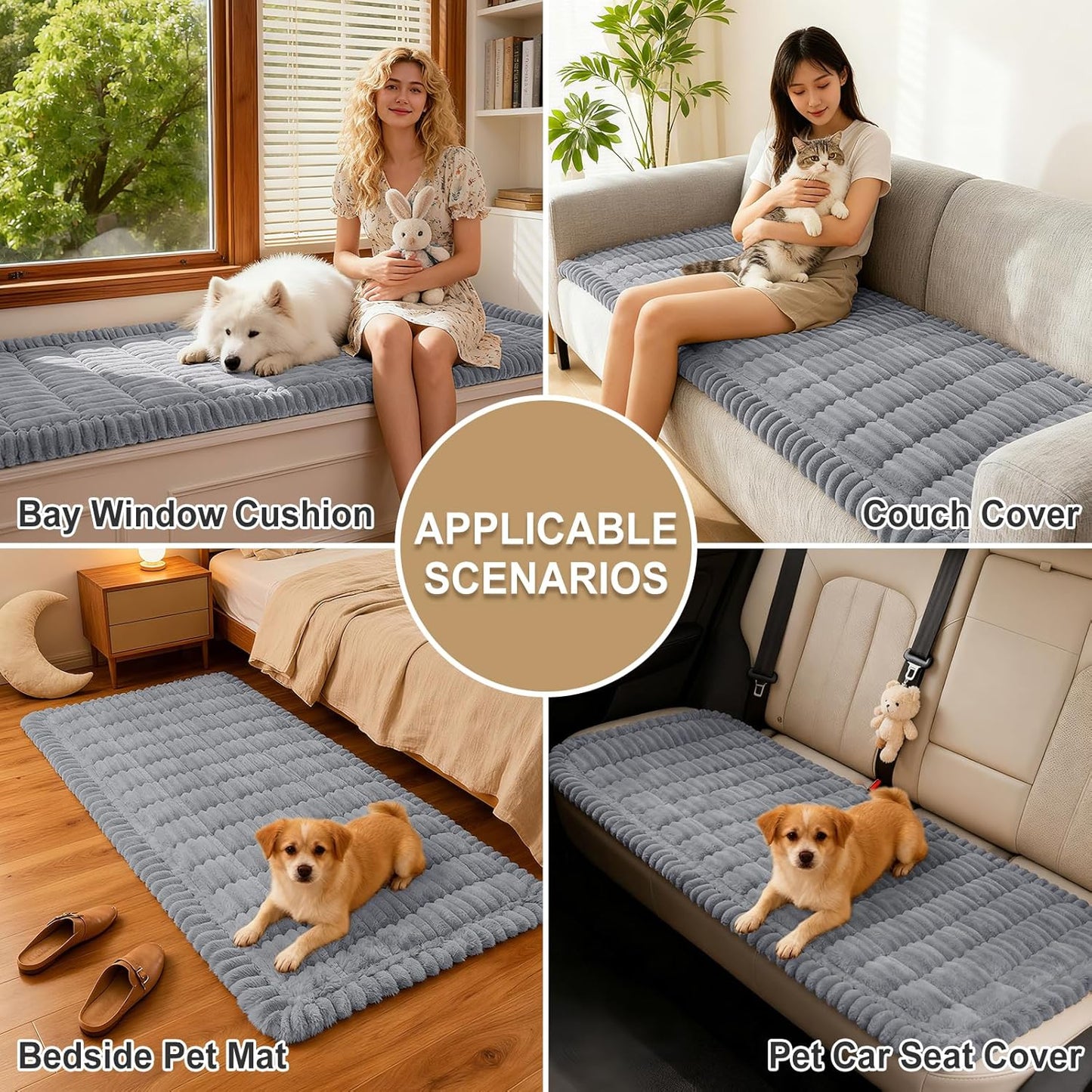 hyha Couch Covers for Dogs Washable, Non Slip Plush Dog Sofa Protectors, Fuzzy Pet Couch Covers for 3 Cushion Sofa Pet Friendly (Camel, 27.6" x 59") - Colors A