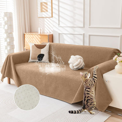 Deep Dream Cat-Scratch Resistant Couch Cover, Waterproof Sofa Cover for 3 Cushion Couch Washable, Pet Friendly Couch Protectors Anti Slip Thickened Love Seat Slipcovers for Pets, 71" x 118", Dark Grey