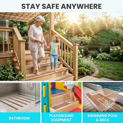 LifeGrip Stair Treads Non-Slip (15PCS), Anti Slip Transparent Stair Treads Tape for Indoor Wooden Step (4"X30"X15P-Treads)