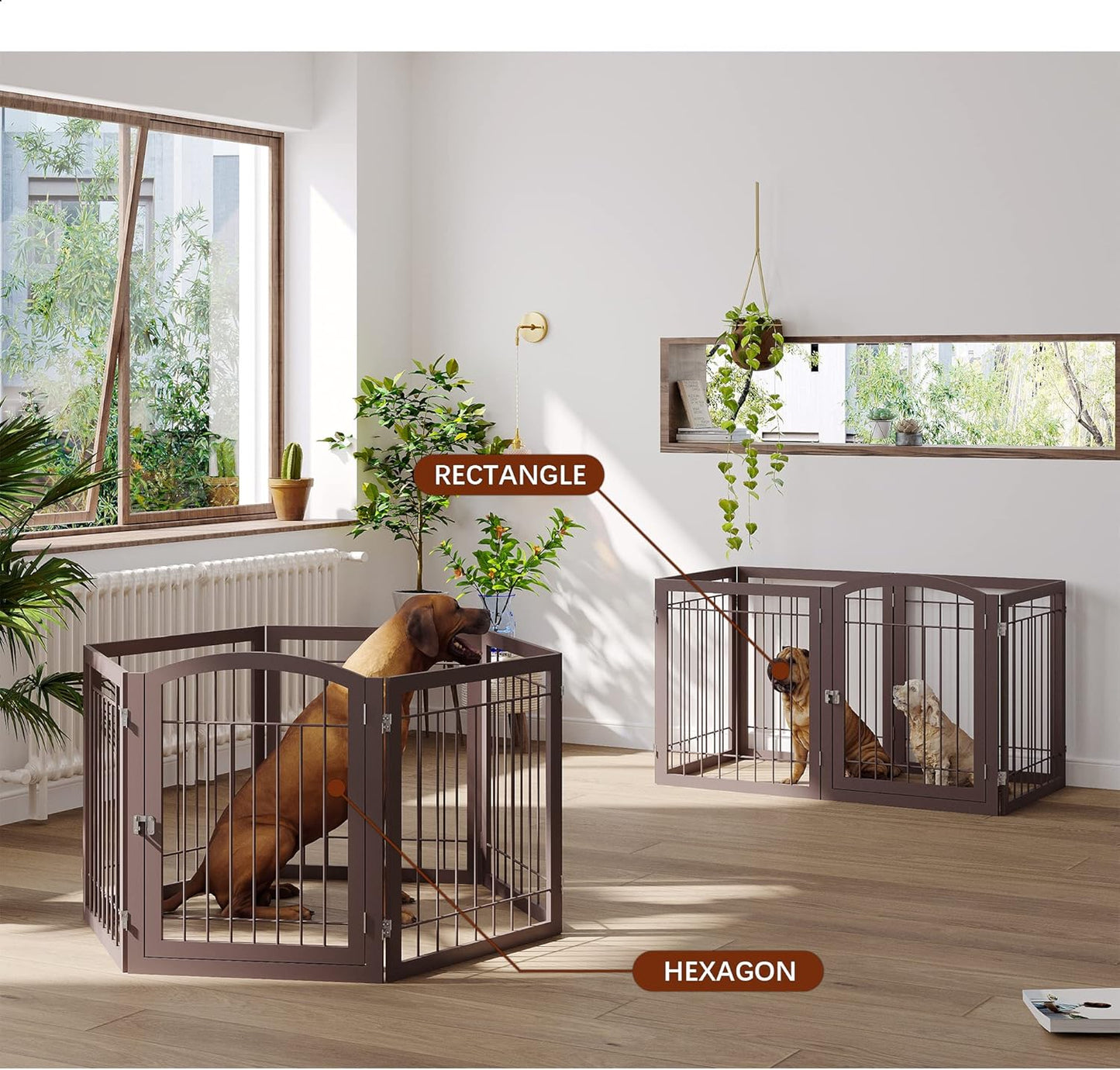 JSB 72-inch Extra Wide 28-inch Tall Dog gate, Freestanding Pet Gate for Halls, Stairs & Home, Pet Puppy Safety Dog Fence with 2PCS Support Feet (Black)