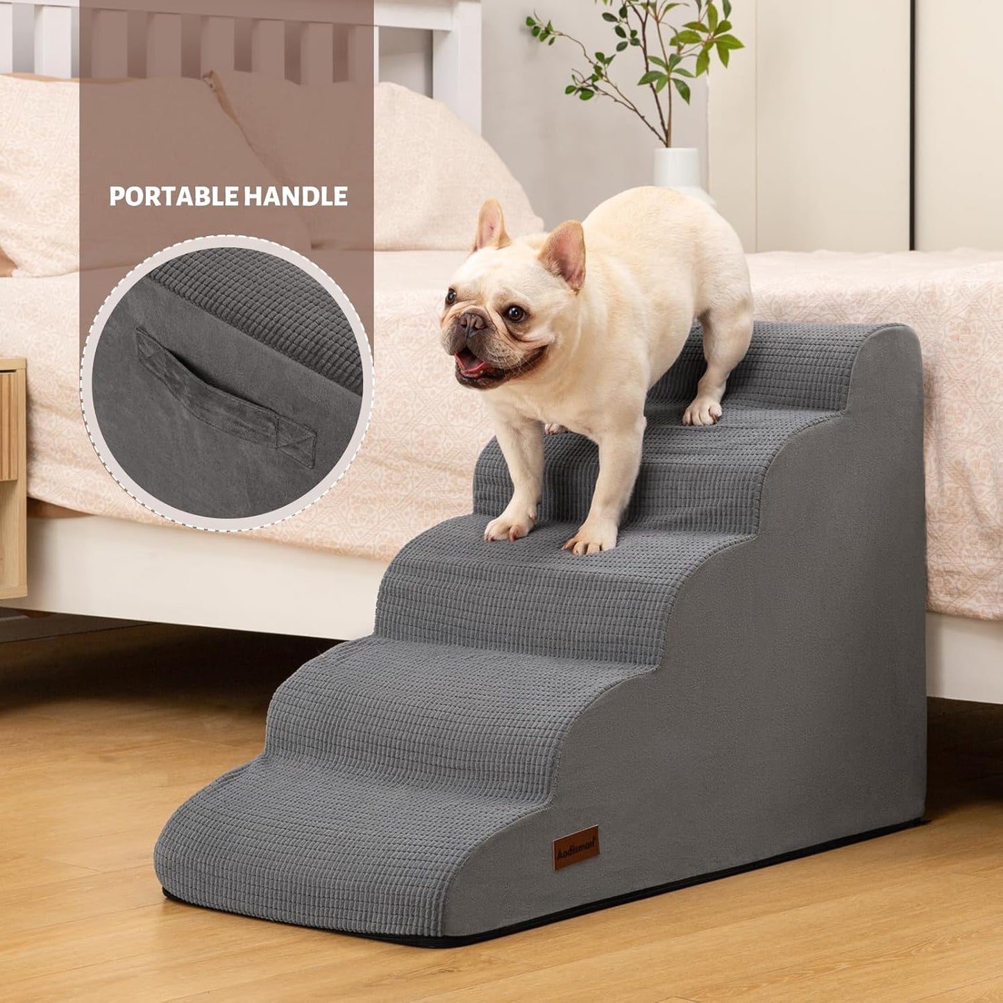Aodisman 3-Step Dog Ramp and Stairs for Sofa and Chair - Non-Slip Sturdy Pet Steps for Small Dogs and Cats,15.7" H,Grey