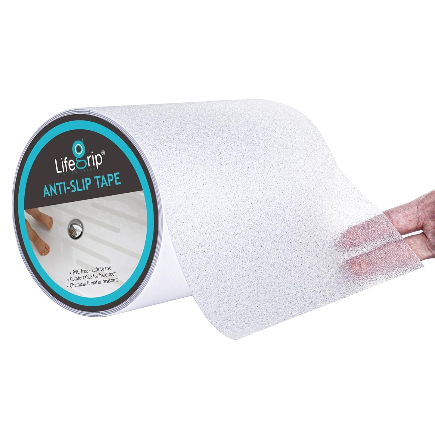 LifeGrip Anti Slip Transparent Anti Slip Tape, 4 inch by 30 feet, Non-Slip Traction Grip Tape to Tubs, Boats, Stairs, Clear, Soft, Comfortable for Bare feet (4" X 30')