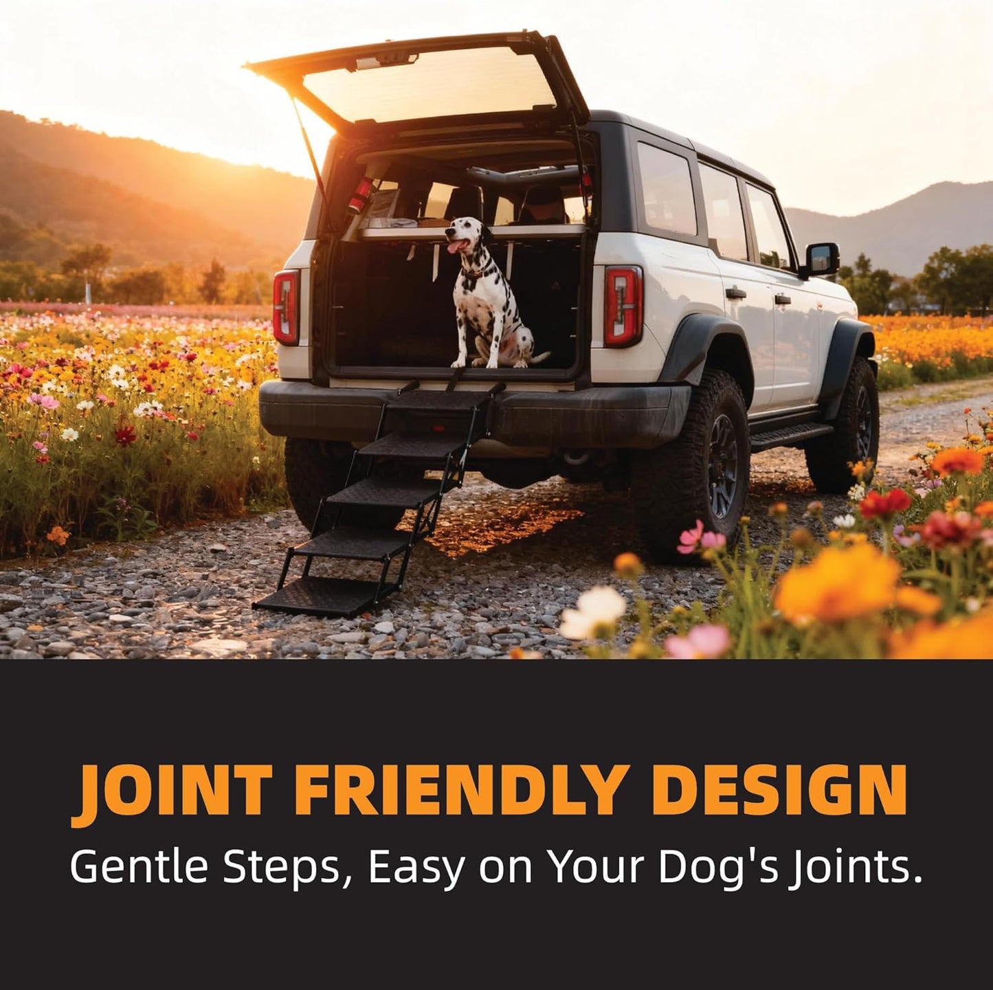 Dog Stairs 5 Steps Foldable Dog Ramp with Non-Slip Surface, Portable Dog Steps for Cars,SUV and Truck, Supports up to 250 lbs