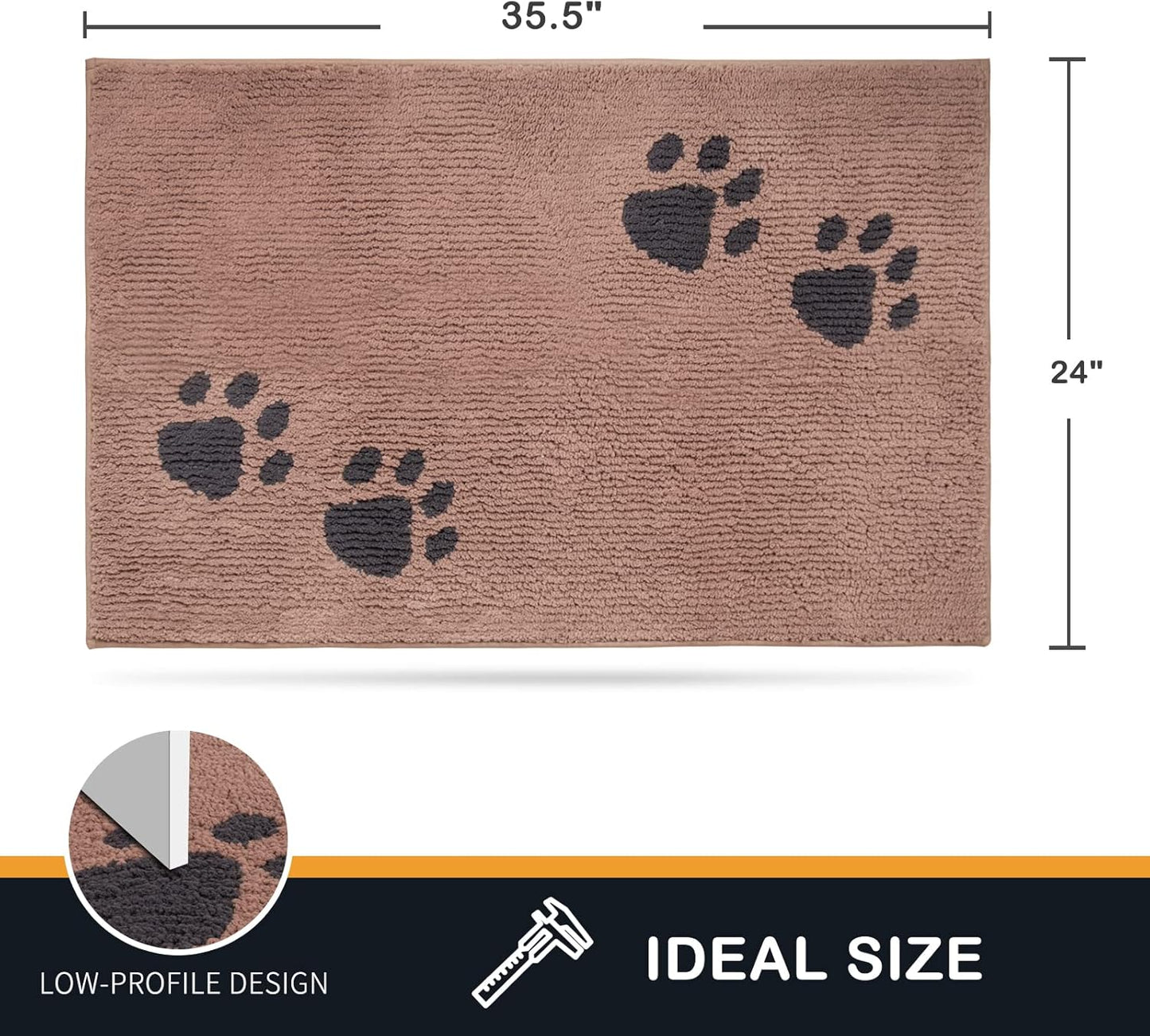 PURRUGS Dirt Trapping Door Mat 20" x 31.5", Non-Skid/Slip Machine Washable Microfiber Entrance Rug, Shoes Scraper, Dog Doormat, Super Absorbent Floor Mat for Muddy Wet Shoes and Paws, Grey