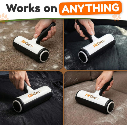 FurClean Pet Hair Removal Roller - Electrostatic Absorption Reusable Lint Rollers for Pet Hair - Cleaning Tool for Furniture, Couch and Carpet - Large Storage Compartment with Easy Disposal