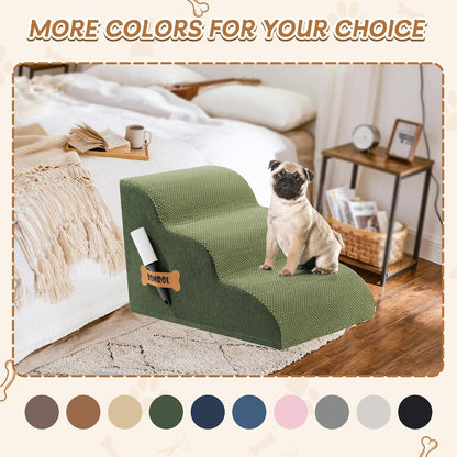 Romrol Dog Stairs Ramp for High Beds Couches, High Density Foam Pet Steps with Durable Non-Slip Waterproof Fabric Cover, Dog Stairs for Small Dogs or Cats or Pets, 5-Step, 22 Inch, Grey